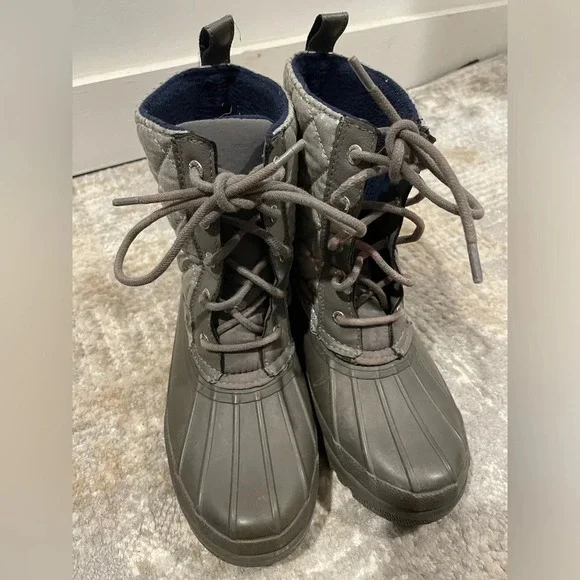 Sperry Saltwater Quilted Grey Silver Polka Dot Duck Boots STS92449 Womens Size 5 - Picture 5 of 9